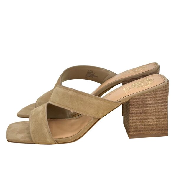 Vince Camuto Tan Suede Leather Jinani Asymmetrical Block-Heel Sandal Size 10 NEW - Picture 4 of 12
